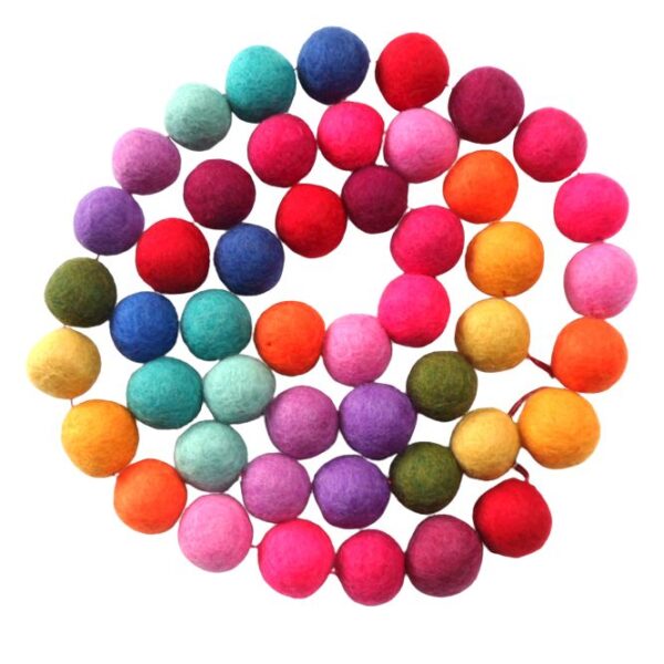 Felt ball string rainbow colours