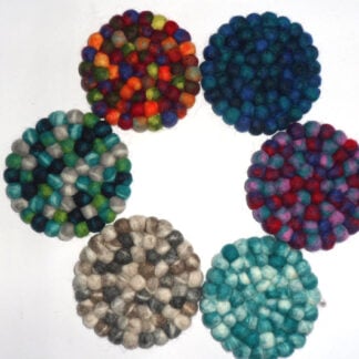 Tie dye felt ball table mat and coaster