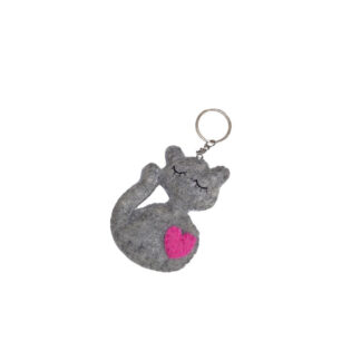 Grey sleepy cat keyring/bag charm