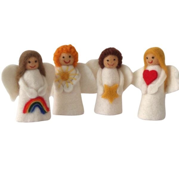 Heart, rainbow, star and sun angels