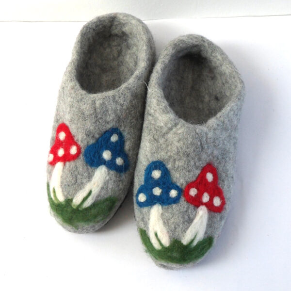 Colourful toadstool slippers for adults