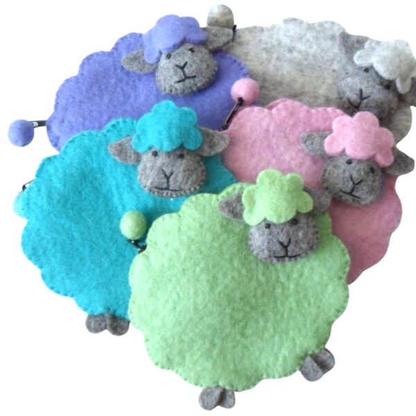 Sheep-shaped purse - pretty colours