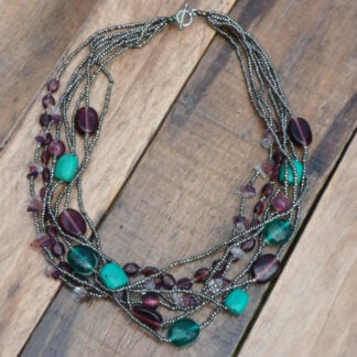 Seven strand turquoise and mauve necklace
