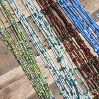 Seven strand tiny bead flower detail necklace