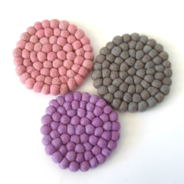 Felt ball coaster - soft colours