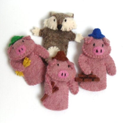 Finger puppet set: three little pigs