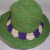 Hemp and cotton flower garland hat - bright green