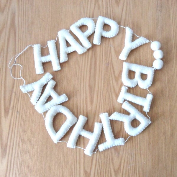 Happy Birthday bunting - white