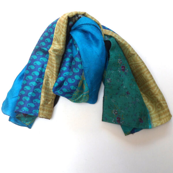 Upcycled sari scarves - peacock