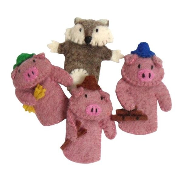 Finger puppet set: three little pigs