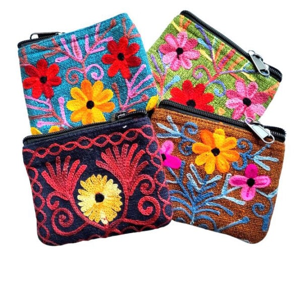 Embroidered fabric purses - small