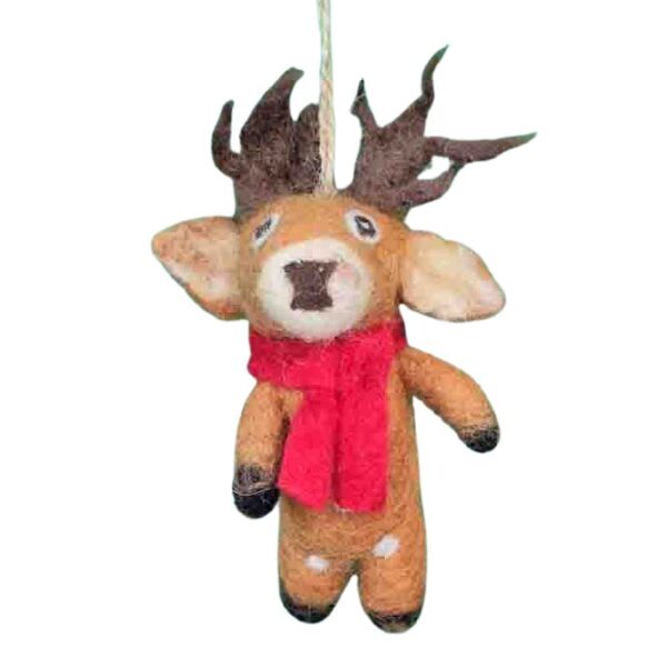 Reindeer in scarf decoration Deer in red scarf decoration