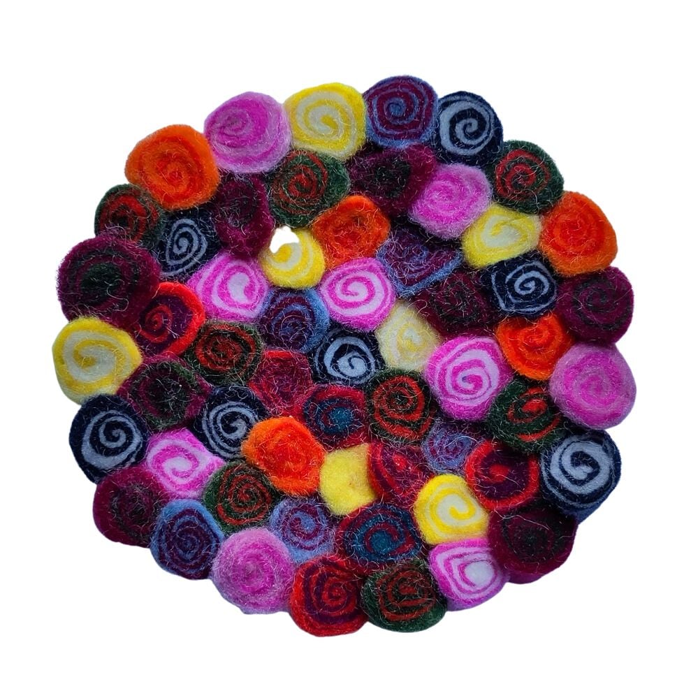 Felt Tube Rug Felt table mat - 'slices of rock' - Koseli