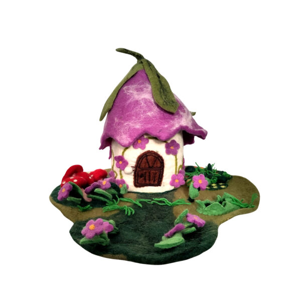Purple fairy house with garden