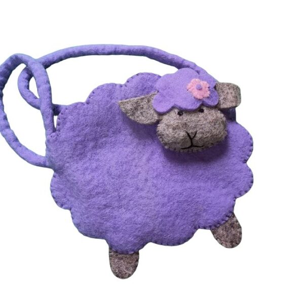 Sheep-shaped shoulder bag - mauve