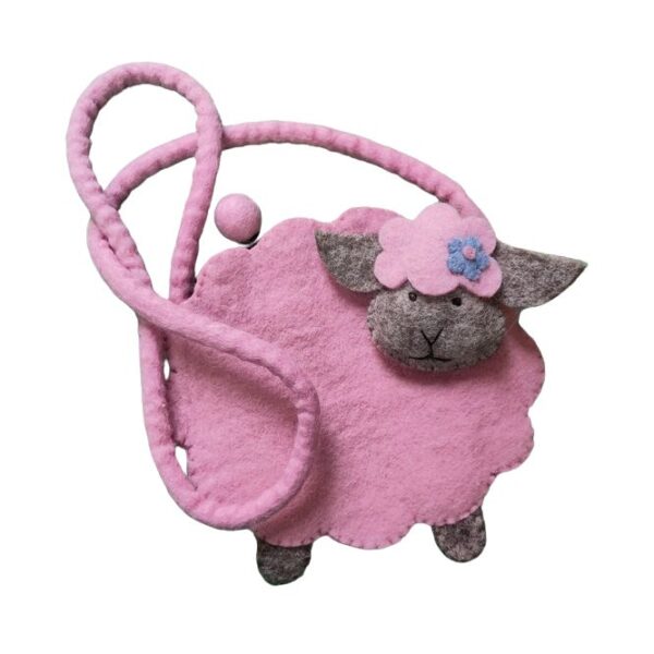 Sheep-shaped shoulder bag - pink