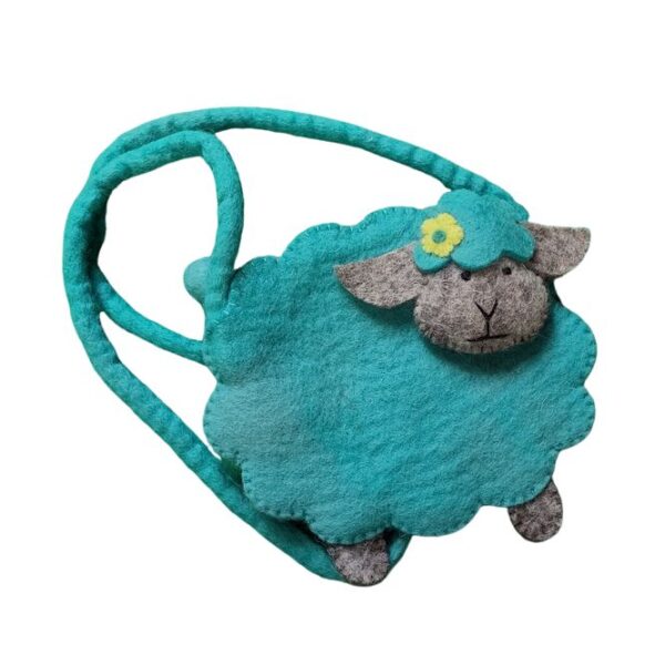 Sheep-shaped shoulder bag - turquoise