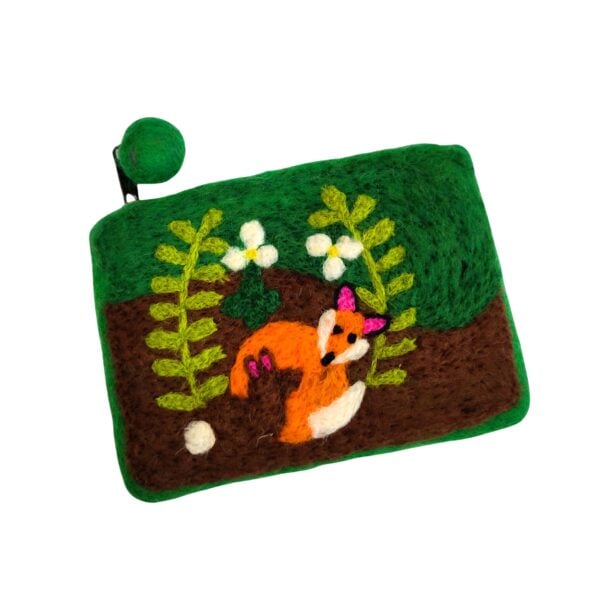 Friendly fox and rabbit purse