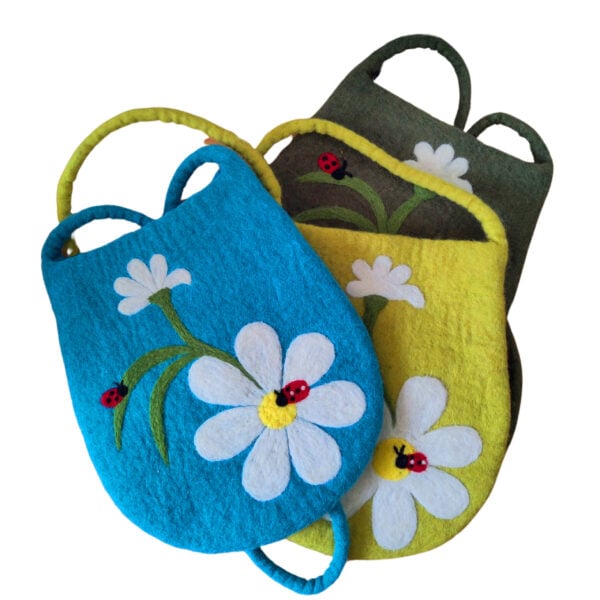 Felt shoulder bag - daisies