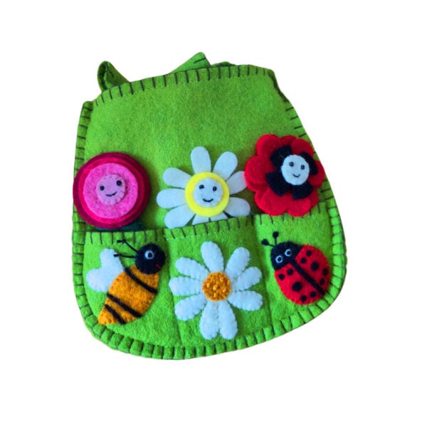 Finger puppet bag - red and white flowers