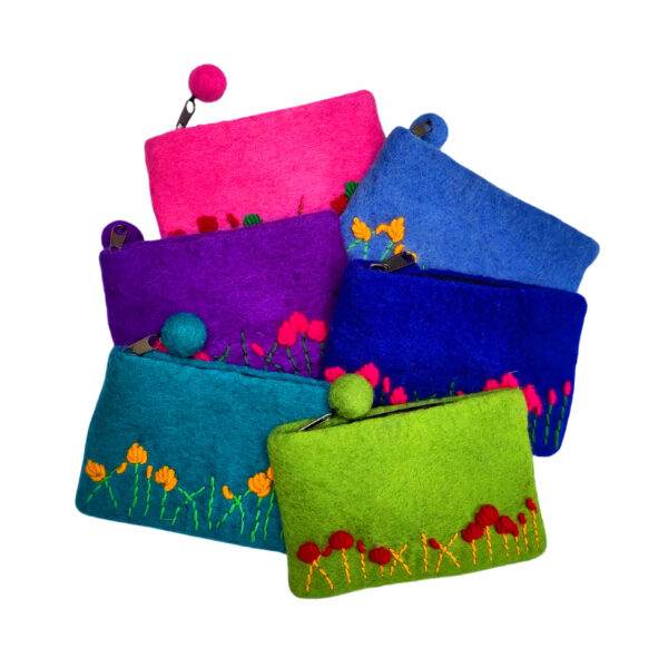 Embroidered garden flower purse