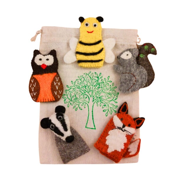 Untitled design - 1 Bag of finger puppets - woodland