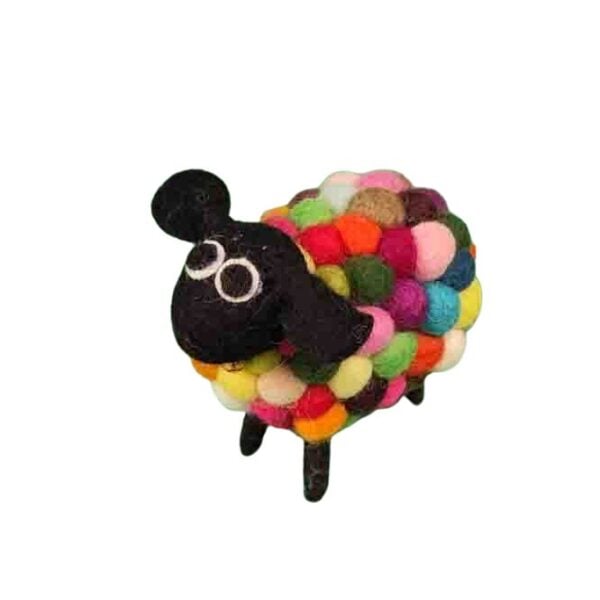 Felt ball sheep - multi-coloured
