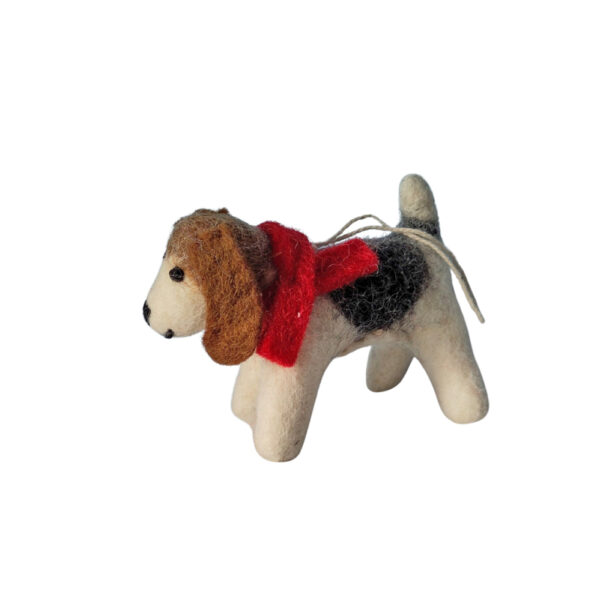 Terrier in winter clothes decoration