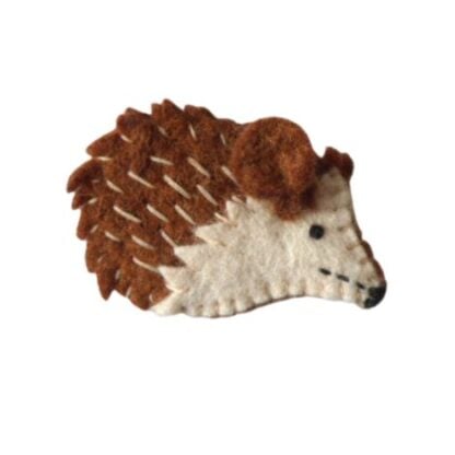 Brown hedgehog brooch
