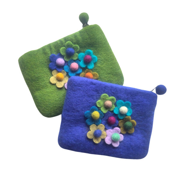 Flower cluster purse - blue and green