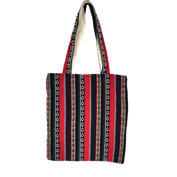 Stripy shoulder bag - red