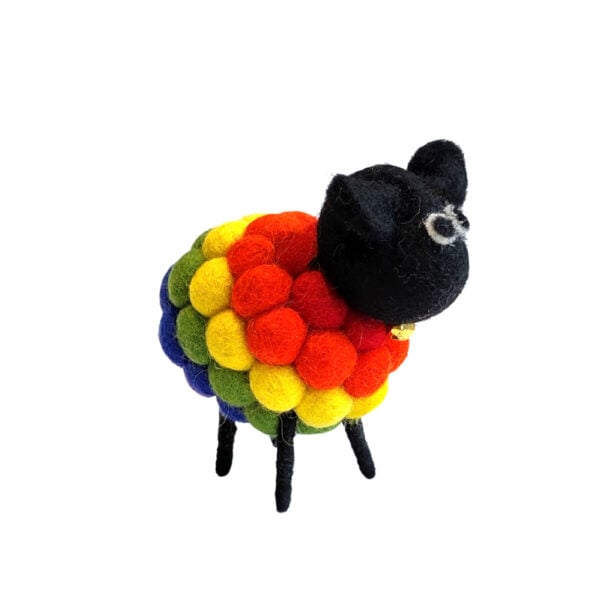Felt ball sheep - rainbow