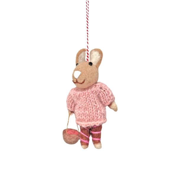 Rabbit decoration - pink jumper