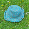 Hemp and cotton broad brim hat - turquoise