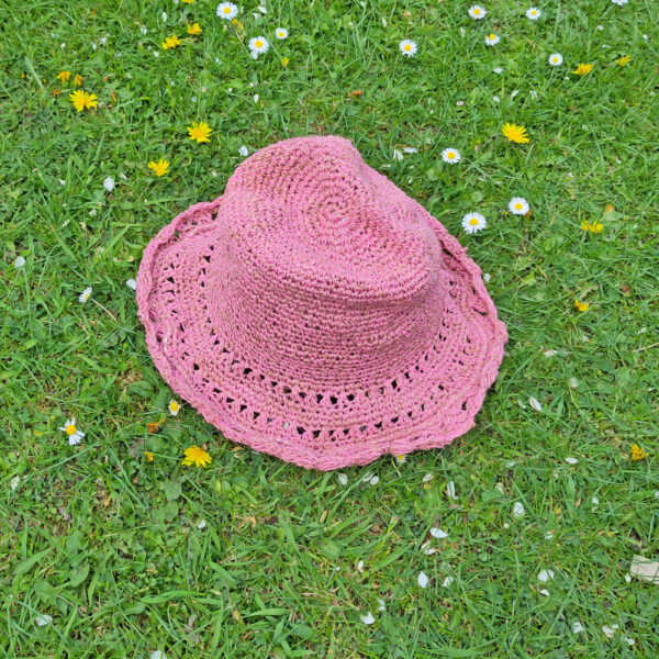 Hemp and cotton broad brim hat - pink