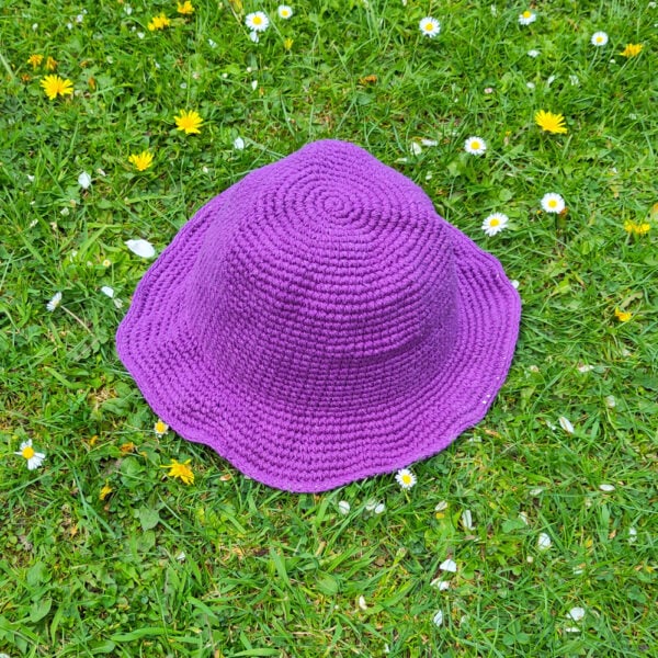 Cotton hat purple Cotton crochet hat - purple