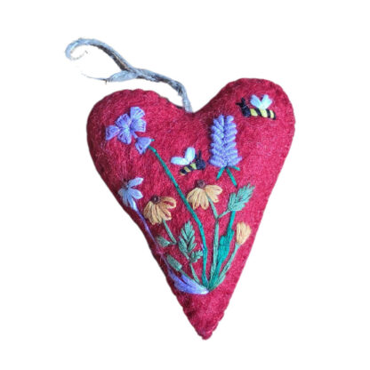 Embroidered red heart decoration