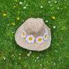 Hemp and cotton hat - natural with daisies