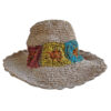 Hemp and cotton hat with colourful squares insert