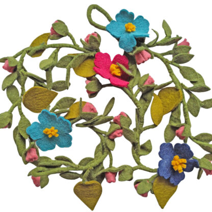 Blues and pinks flower garland