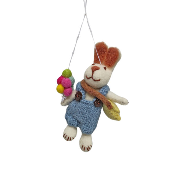 Rabbit with balloons - blue