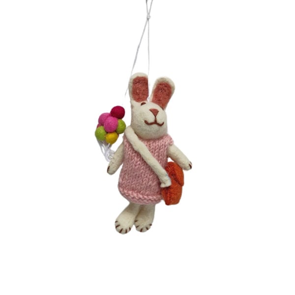 Rabbit with balloons - pink