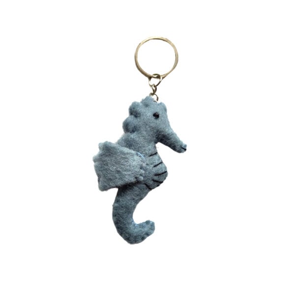 Seahorse key ring/bag charm - blue grey
