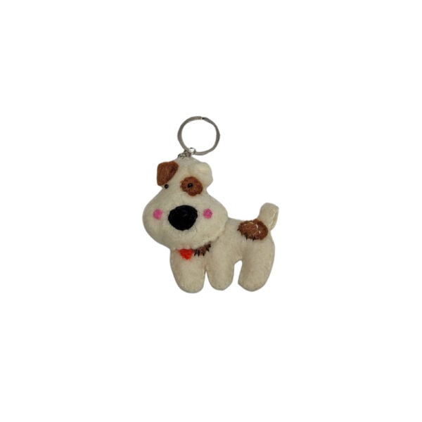 Brown and white patch dog keyring/bag charm