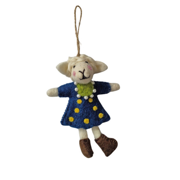 Lamb in a blue dress