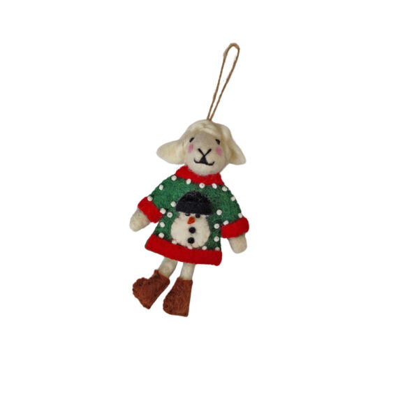 Lamb in a snowman dress