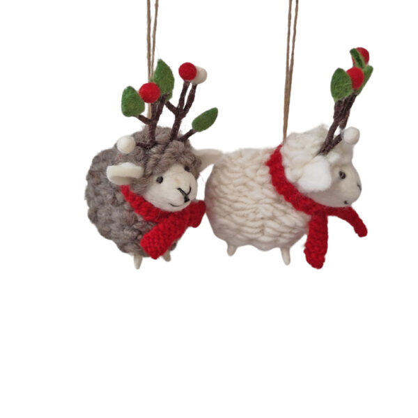 Very woolly sheep Christmas decoration
