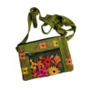 Embroidered 3 pocket shoulder purse - greens