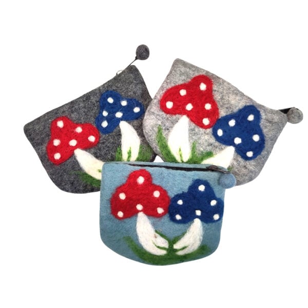 Colourful toadstool purse