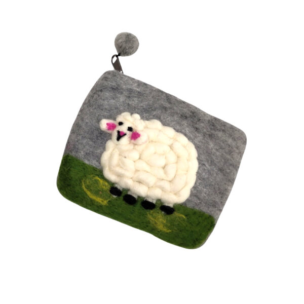 Single white sheep purse